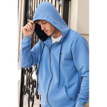 Imagem de Jaqueta Masculina Moletom Capuz Bolso Canguru Bear Mountain Azul Marine-Masculino