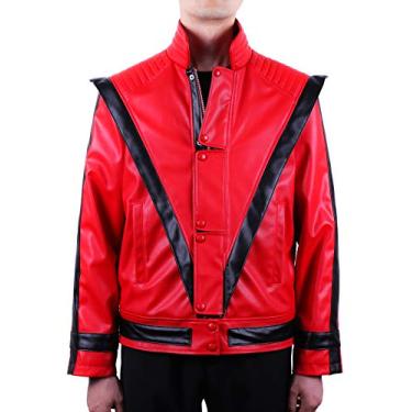 Imagem de MJB2C-Style of Michael Jackson Thriller Costume Leather Jacket Kids, Criança/Adulto Vermelho, Vermelho, X-Small