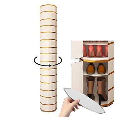 Imagem de Armário de sapatos, suporte giratório para sapatos, organizador de armazenamento com cubo superior, organizador de armazenamento com prateleiras abertas, suporte de sapatos para armário estreito