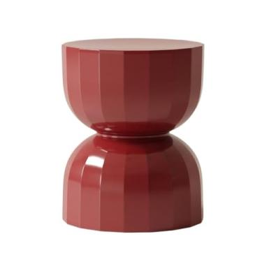 Imagem de Mesa lateral de sofá moderna, mini redonda, pequena, mesa de cabeceira para quarto, sala de estar, canto simples (vermelho)