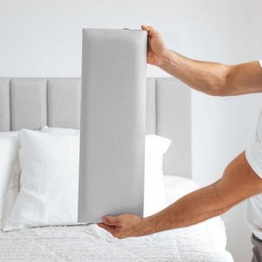Imagem de Cabeceira Cama Box Estofada Linho Modular 20x60cm, Painel Decorativo Retangular para Quarto(CINZA CLARO,KING 10)