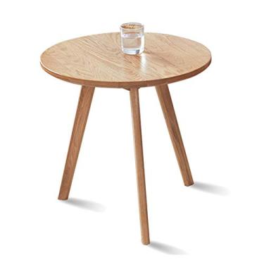 Imagem de Mesa lateral de madeira moderna, carvalho, sala de estar, mesa de café, sofá, móveis de escritório, mesa redonda