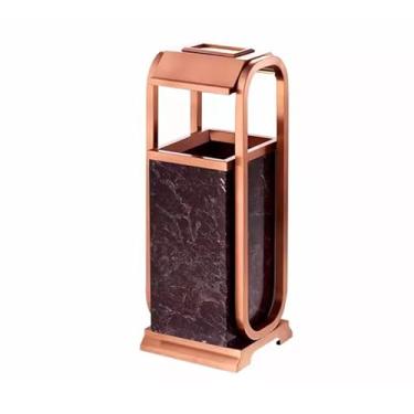 Imagem de KHUTRW3D Caixote de lixo de aço inoxidável em pé balde de cinzeiro balde de armazenamento balde de extintor de fumaça suporte de bumbum de cigarro