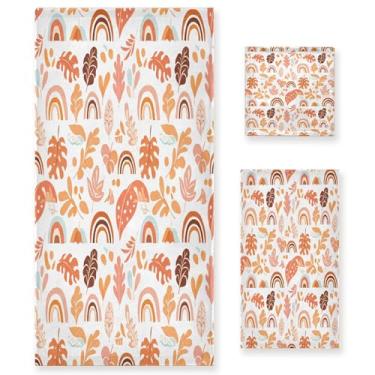 Imagem de xigua Conjunto de toalhas de banheiro coloridas arco-íris absorvente macio 3 peças toalha de banho toalha de mão toalhas decorativas para banheiro, academia, hotel, praia, piscina