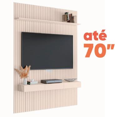 Imagem de Painel para TV até 70 Polegadas 1,80x2,40m Ripado com Nicho Arbo Off White EDN