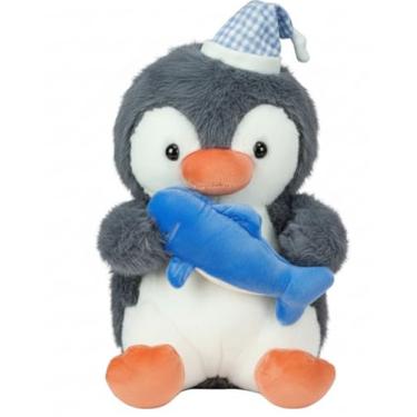 Imagem de Pinguim de Pelúcia Com Peixinho 35 cm Macio e Fofo Brinquedo Infantil Presente para Crianças e Decoração