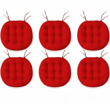 Imagem de Kit com 6 Assentos Futon Redondos Oxford Liso 40x40cm - Confortáveis para Cadeiras, Bancos e Eventos, Duráveis e Versáteis para Casa e Jardim (Vermelho)