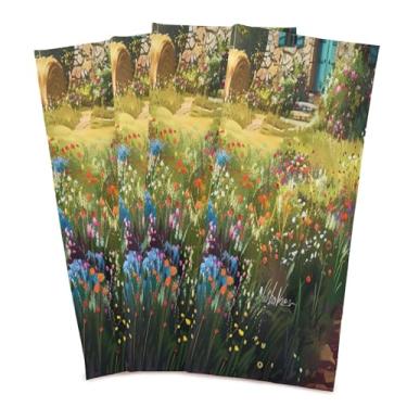 Imagem de xigua Conjunto de 4 panos de prato de cozinha Blooming Wildflowing, toalhas de cozinha de secagem rápida altamente absorventes para limpeza de pratos e limpeza manual, 71 x 45 cm