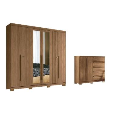 Imagem de Quarto Completo Modu +Cômoda QC350 Jatobá - Santos Andirá