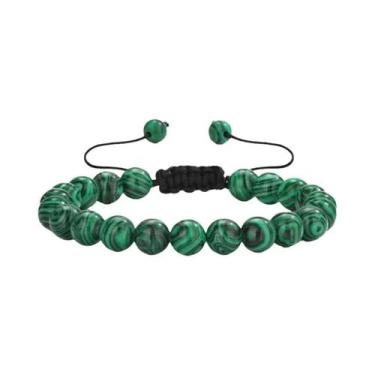 Imagem de Pulseira Masculina Ajustável De 8mm Com Olho De Tigre Natural E Pedra 