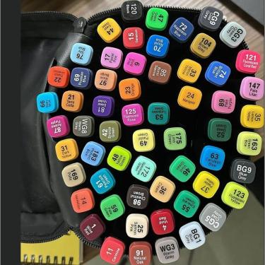 Imagem de Estojo Canetinhas Escolar Ponta Dupla 60 Cores Cor Da Tinta