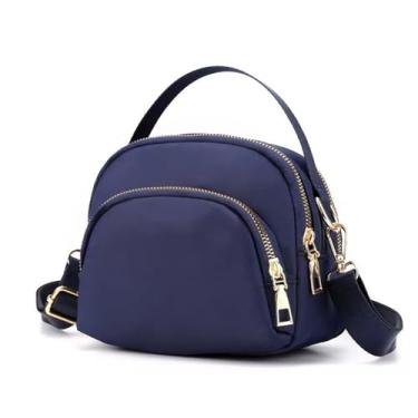 Imagem de Bolsa tiracolo pequena para mulheres, bolsa de ombro com 4 bolsos com zíper e alça ajustável para mulheres, bolsa feminina de ombro, Azul escuro, Bolsas transversais