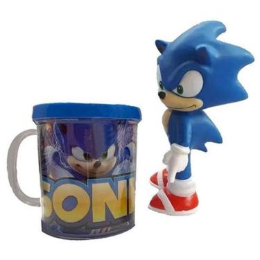 Imagem de Kit Boneco Sonic Azul Articulado 15Cm + Caneca 350Ml Nº14