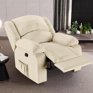 Imagem de Poltrona Do Papai Reclinável Sala De Cinema Madrid Manual Pu Bege G26