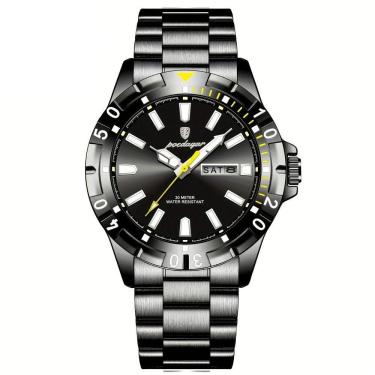 Imagem de Relógio Masculino Impermeável Pulseira De Aço Inoxidável Movimento Quartzo Estilo Casual Preto