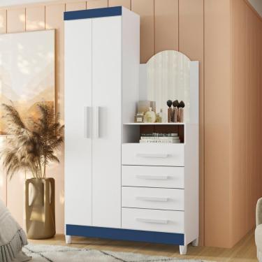 Imagem de Guarda Roupa Comoda Com Espelho Georgia Azul