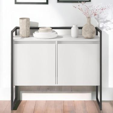 Imagem de Buffet Para Sala Industrial 2 Portas Cantinho Do Café Branco E Preto