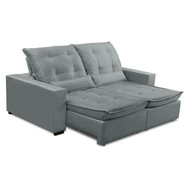 Imagem de Sofa Retratil Reclinavel 2 Lugares 2,80m Atlantis Veludo Cinza Lansofbr