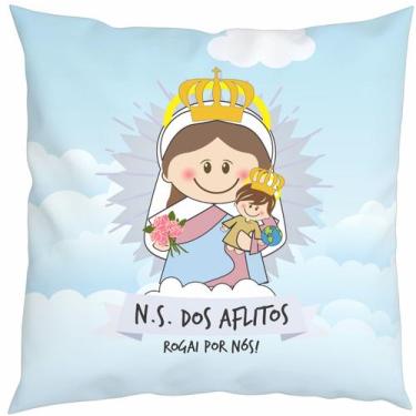 Imagem de Almofada Com Enchimento Oração Santinho Nossa Senhora dos Aflitos - Fa