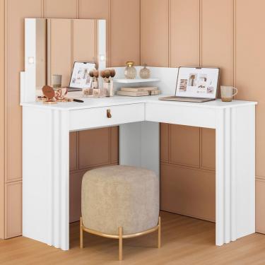 Imagem de Penteadeira Camarim Escrivaninha de Canto Glow Branco
