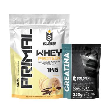 Imagem de Kit Whey Protein Primal 1Kg Baunilha Creatina 250g Soldiers Nutrition-Unissex