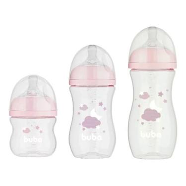 Imagem de Kit 3 Mamadeira Buba Tam 1,2 e 3 Easy Flow 120ML, 270ML e 330ML Nuvem 