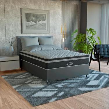 Imagem de Cama Box Casal Couro Preto + Colchão Paris Molas Cores - eShop casa, C