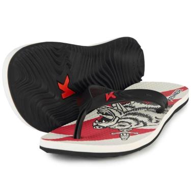 Imagem de Chinelo Kenner Summer Tattoo Masculino - Branco e Vermelho - 44-Masculino