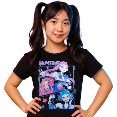 Imagem de Camiseta menina Huntrix Kpop Guerreiras Camisetinha Premium Estampa Du