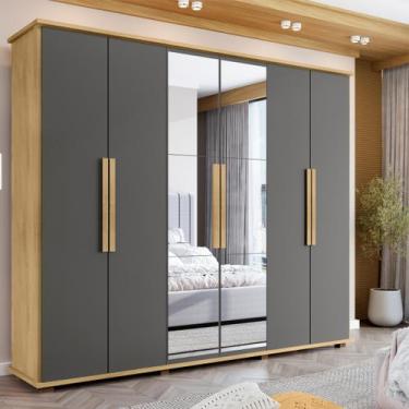 Imagem de Guarda-Roupa Casal com 6 Portas com Espelho e 4 Gavetas Internas com M