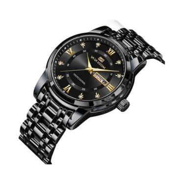 Imagem de Relógio De Luxo Masculino Com Cristais Azuis Em Ouro, Estilo Empresari