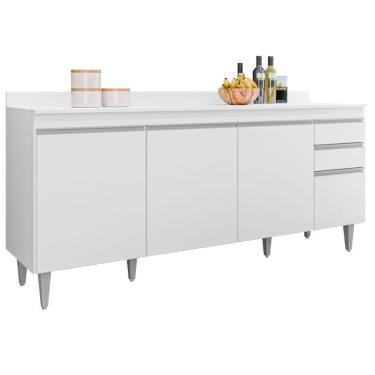 Imagem de Balcao Com Tampo 4 Portas 2 Gavetas Bp 180 Cm Agatha Eratto Moveis - Branco