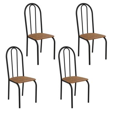 Imagem de Kit 4 Cadeiras Ilhabela Estrutura Em Aço Preto Tecido Jambo