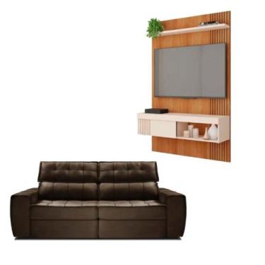 Imagem de Kit Sofá Matielo América 3 Lugares Retrátil Reclinável com Painel TV 4