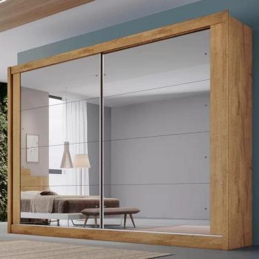 Imagem de Guarda Roupa Casal Espelhado 2 Portas 4 Gavetas - Creta-amêndoa - Móveis Europa