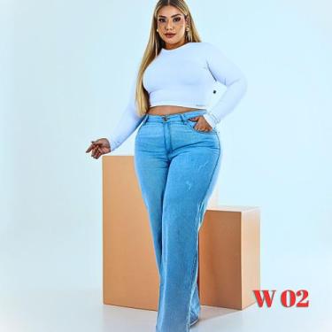 Imagem de Calça Jeans Feminina Wide Leg Plus Size - NoBrand, Bm, W, 02, 50