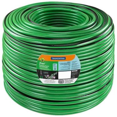 Imagem de Mangueira Jardim Tramontina Flex Verde Com Faixa Preta 4 Camadas 100m