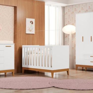 Imagem de Berço 2 em 1 100% Mdf 90cm X 133cm Flip Branco Fosco - Móveis Reller