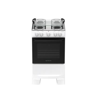 Imagem de Fogão 4 Bocas Atlas Coliseum Plus Mesa De Inox A Gás Manual Branco