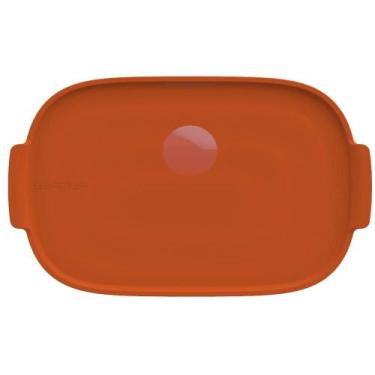 Imagem de Bandeja Retangular 32,5 cm Laranja Assar e Servir Porcelana - Germer P
