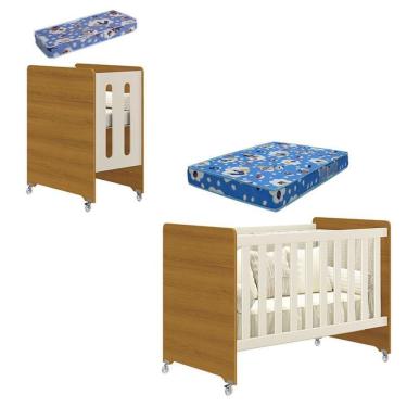 Imagem de Berço Americano Evolution 4 em 1 Areia Acetinado Savana com Colchão Mini e Colchão Americano Ortobom - Reller