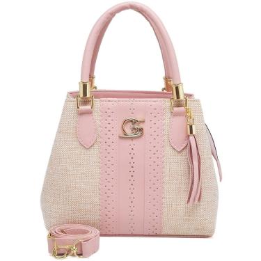 Imagem de Bolsa Feminina OEM Paris em Couro Sintético 18x10x23 Rosa com Alça Transversal Regulável para Uso Diário