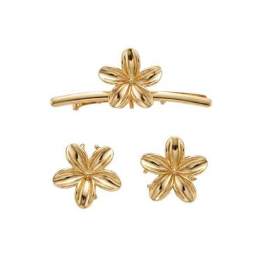 Imagem de Kit 3 Presilhas de Cabelo Flor Dourada Acessório Feminino - Dcc, 2