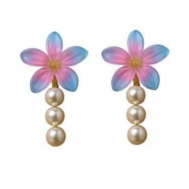 Imagem de Kit 2 Presilhas de Cabelo Flor com Pérola Bico de Pato Acessório Femin