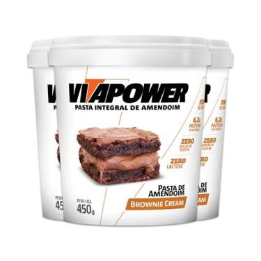 Imagem de Kit 3 Pasta de Amendoim Vitapower Brownie e Cream 450g - Vitafor