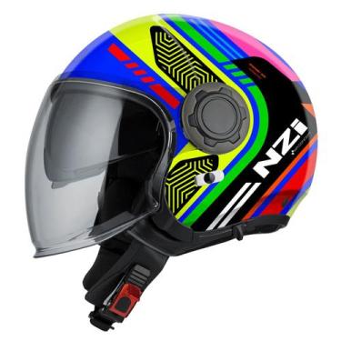 Imagem de Capacete Moto Nzi Ringway Duo Connected Azul/Verde/Neon 62