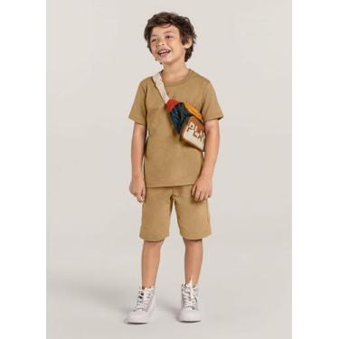 Imagem de Bermuda básica infantil menino em moletinho Brandili, Marrom, 4