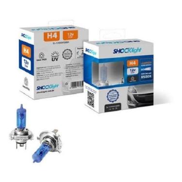 Imagem de Par Lâmpada Automotiva Super Branca H4 12V 55W 8500k - SHOCKLIGHT