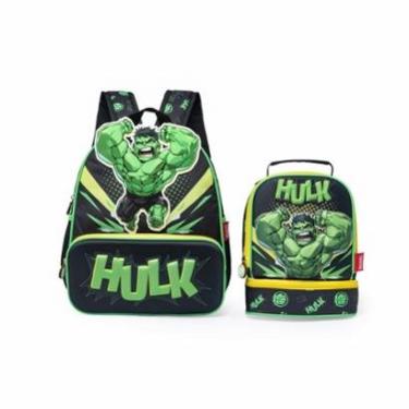 Imagem de Kit Mochila Lancheira Hulk Infantil Masculino Escolar Marvel-Masculino