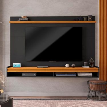 Imagem de Painel Ripado para TV até 55 Polegadas Com Nichos e Prateleira Maldivas 136cm  - ViaNossa